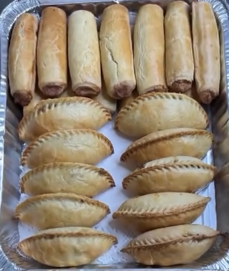 Meatpie and chicken sausage roll