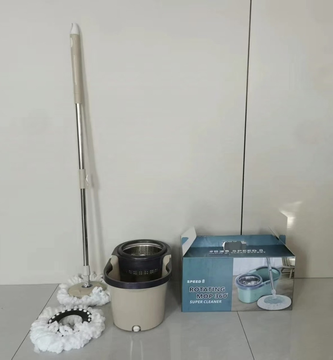 360 ROTATING MOP AND BUCKET WITH TWO HEADS